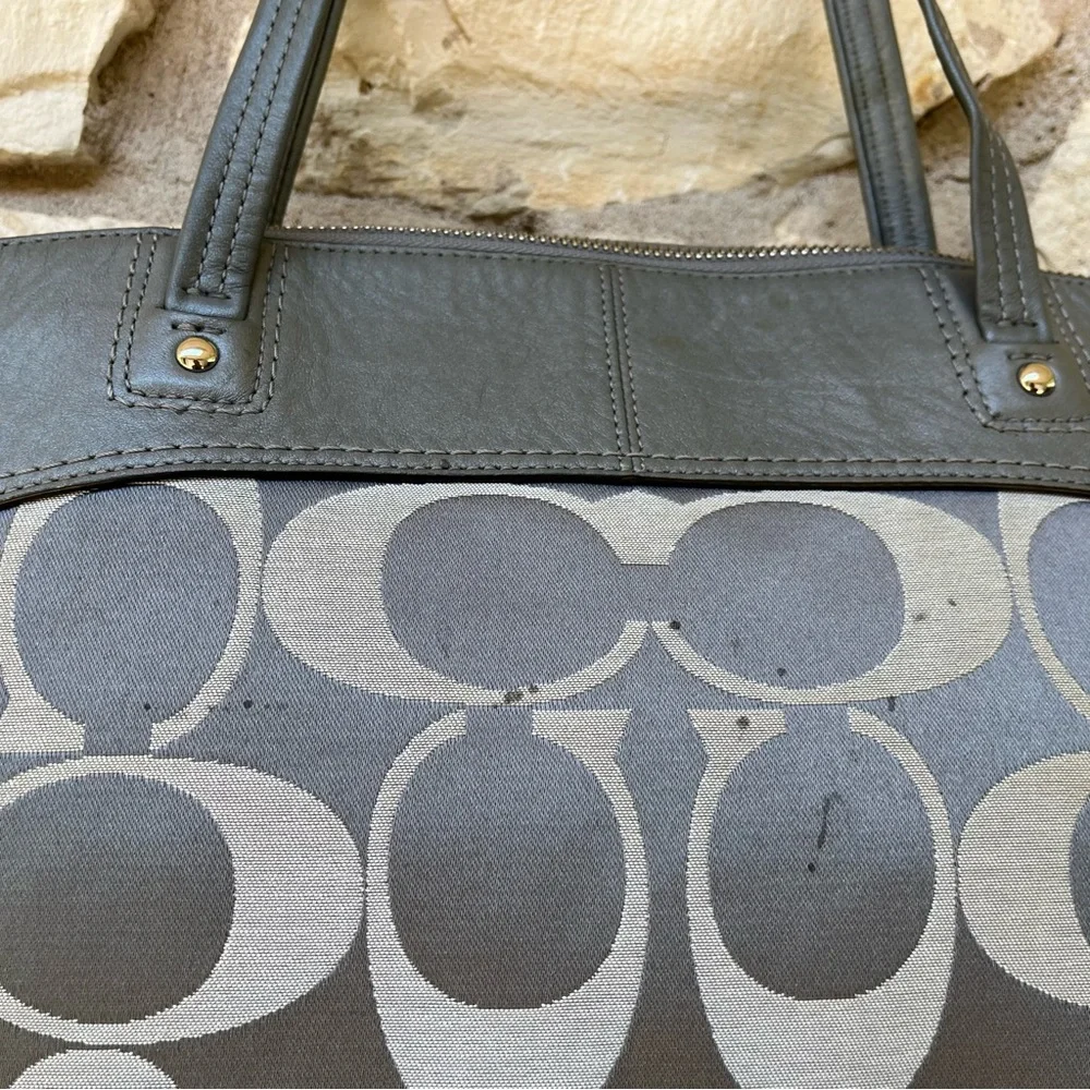 Coach Gray Metallic Laura Signature #18335 Leather Bag